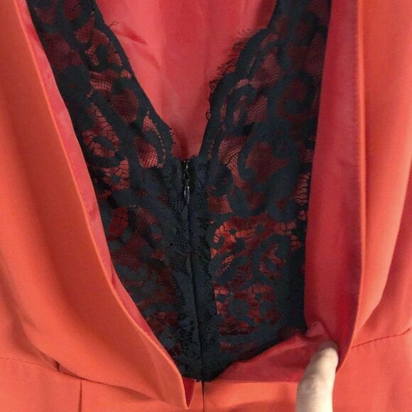 TOPSHOP Hot Orange Lace Back Romper Playsuit - Picture 9 of 10